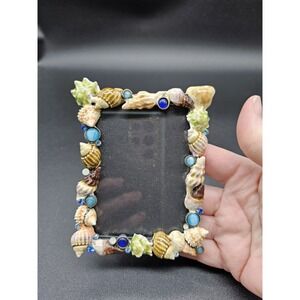 Ceramic Seashell Jeweled 2"x3" Picture Frame ~ Beach‎ Nautical Decor